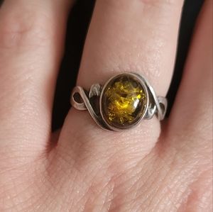 Green Amber Ring